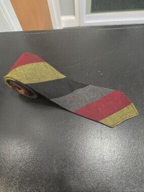 Vintage Botany 500 100% Virgin Wool Striped Tie Wrinkle-Proof